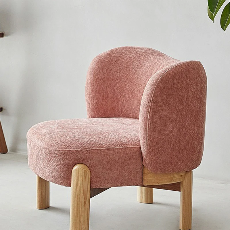 Contemporary Luxury Round Chenille Upholstered Rubberwood Legs Accent Chair Wing Back For Living Room