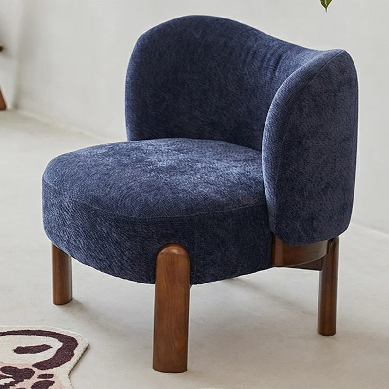 Contemporary Luxury Round Chenille Upholstered Rubberwood Legs Accent Chair Wing Back For Living Room