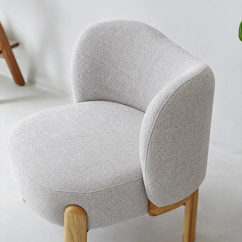 Contemporary Luxury Round Chenille Upholstered Rubberwood Legs Accent Chair Wing Back For Living Room