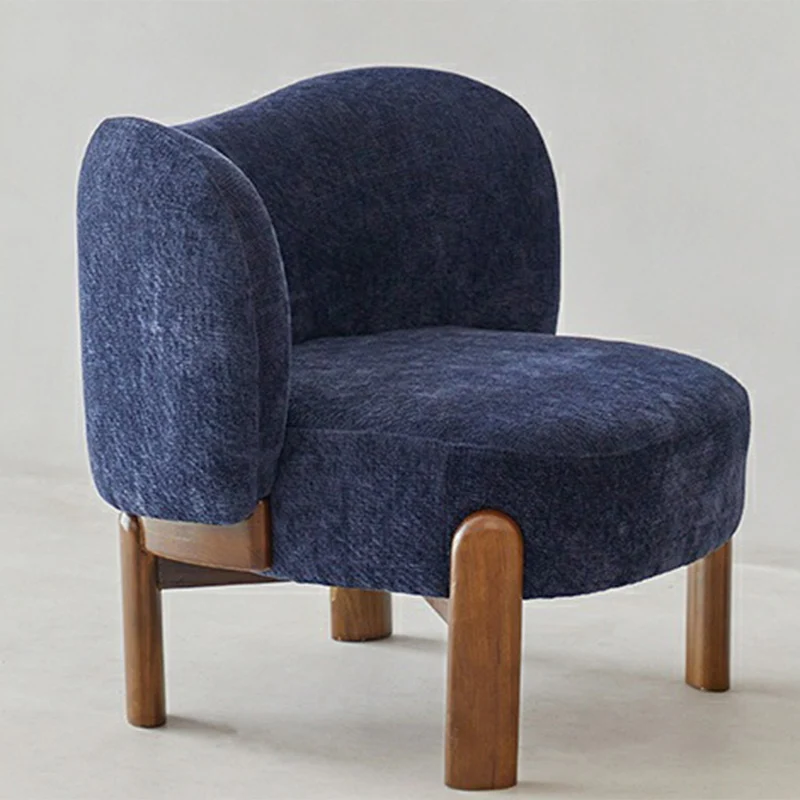 Contemporary Luxury Round Chenille Upholstered Rubberwood Legs Accent Chair Wing Back For Living Room