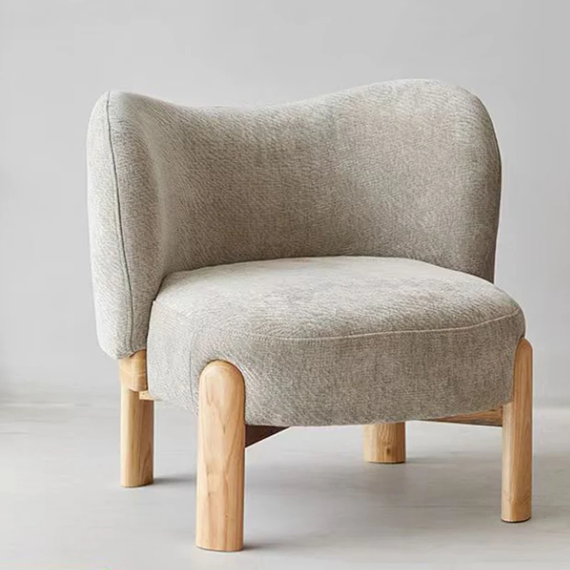 Contemporary Luxury Round Chenille Upholstered Rubberwood Legs Accent Chair Wing Back For Living Room