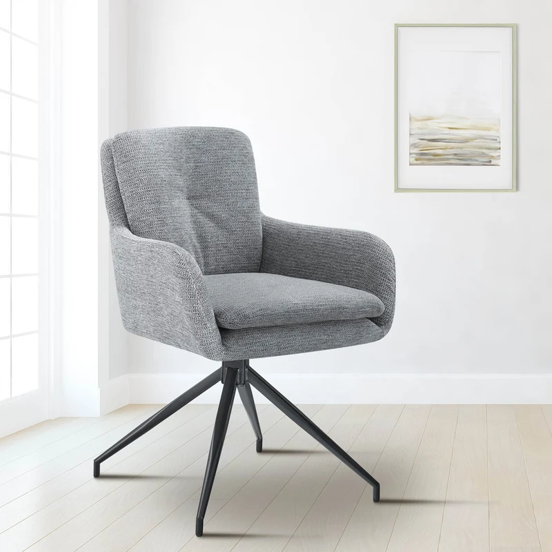 Lot de 2 chaises de salle à manger fonction pivotante confortable et moderne en tissu gris cadre métal 10_0006561