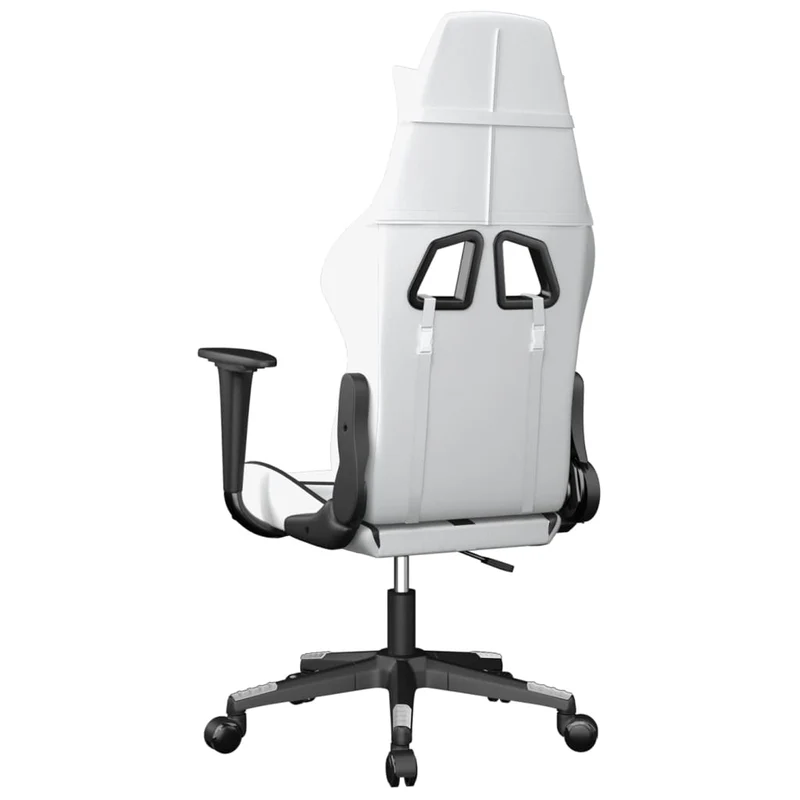 Fauteuil de bureau chaise gaming avec accoudoirs sur roulettes en PVC blanc et noir DEC025814