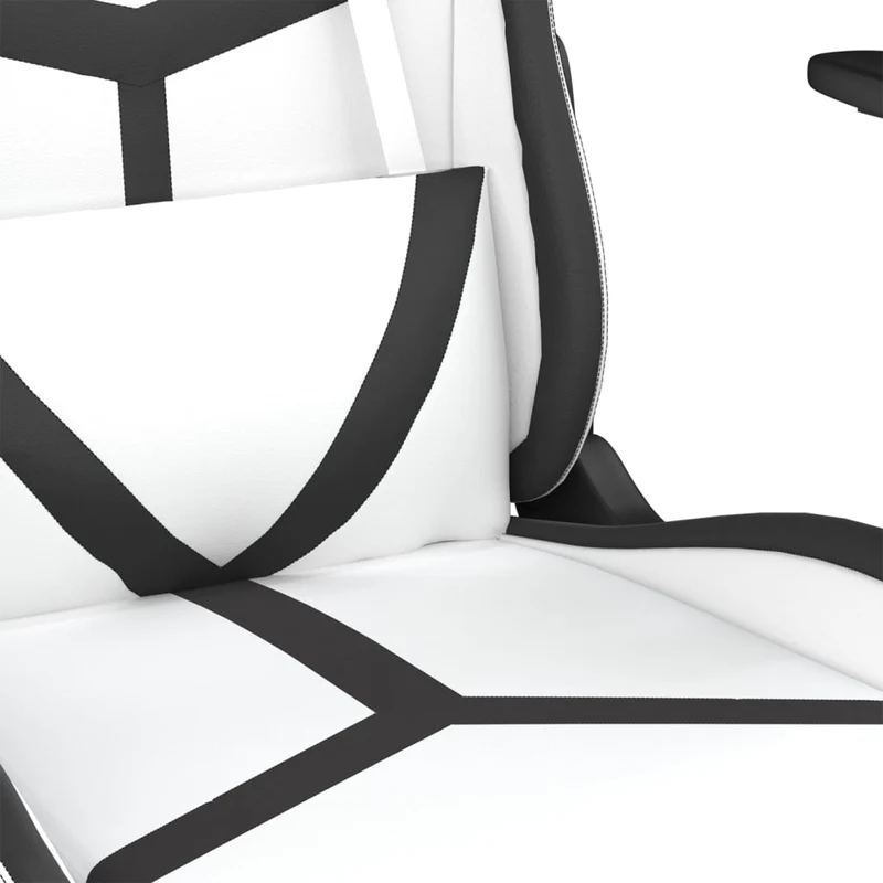 Fauteuil de bureau chaise gaming avec accoudoirs sur roulettes en PVC blanc et noir DEC025814