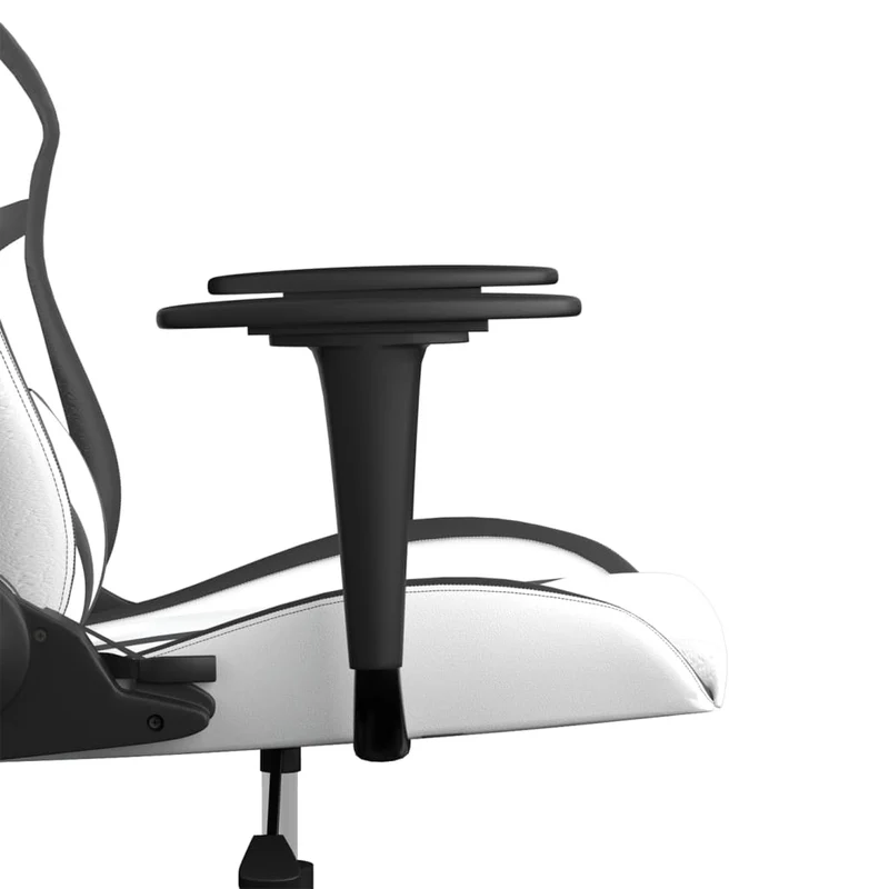 Fauteuil de bureau chaise gaming avec accoudoirs sur roulettes en PVC blanc et noir DEC025814