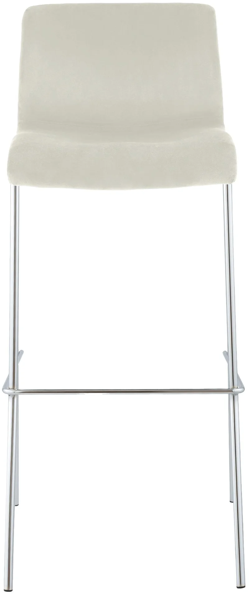 Tabouret de bar x1 dossier bas 4 pieds en métal chromé assise en velours crème 10_0005826