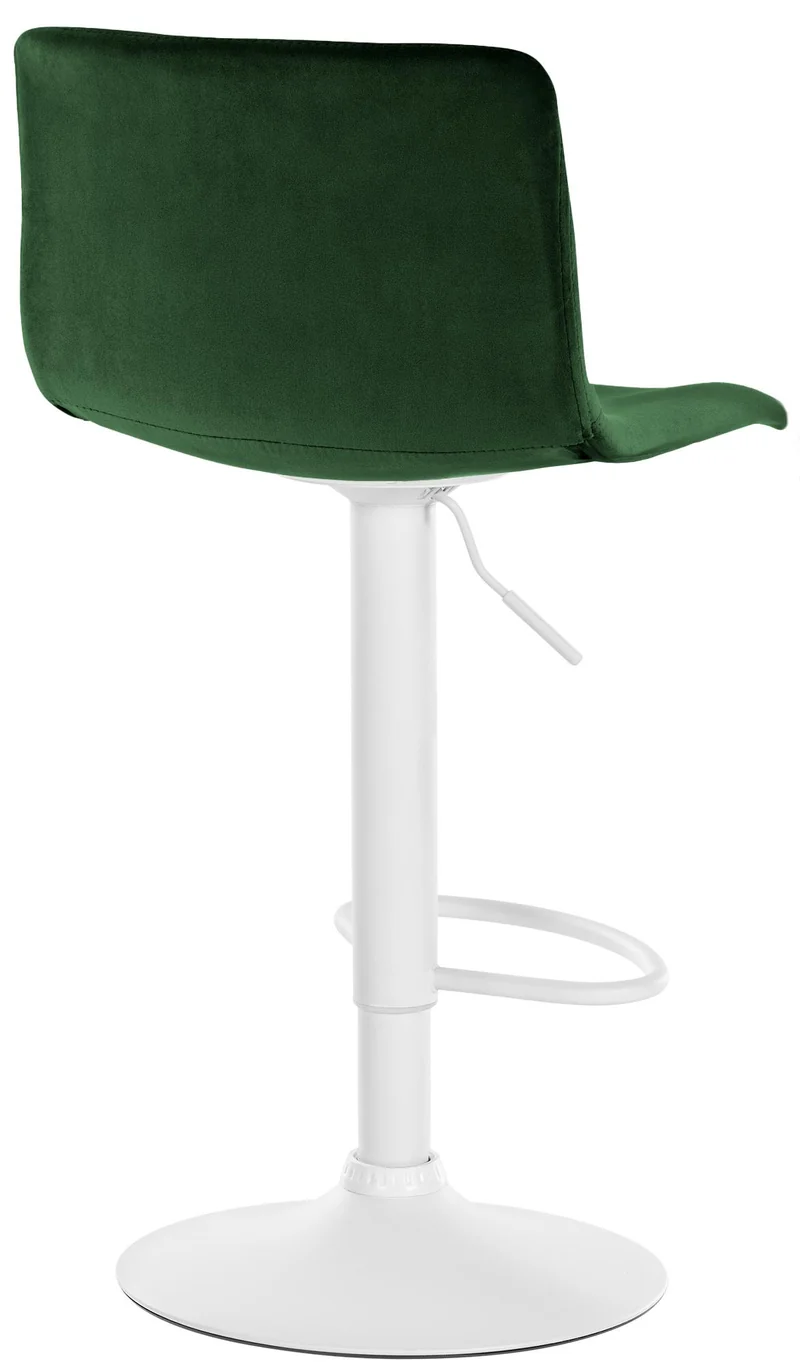 Tabouret de bar x1 repose-pieds hauteur réglable dossier bas en velours vert cadre métal blanc 10_0005952