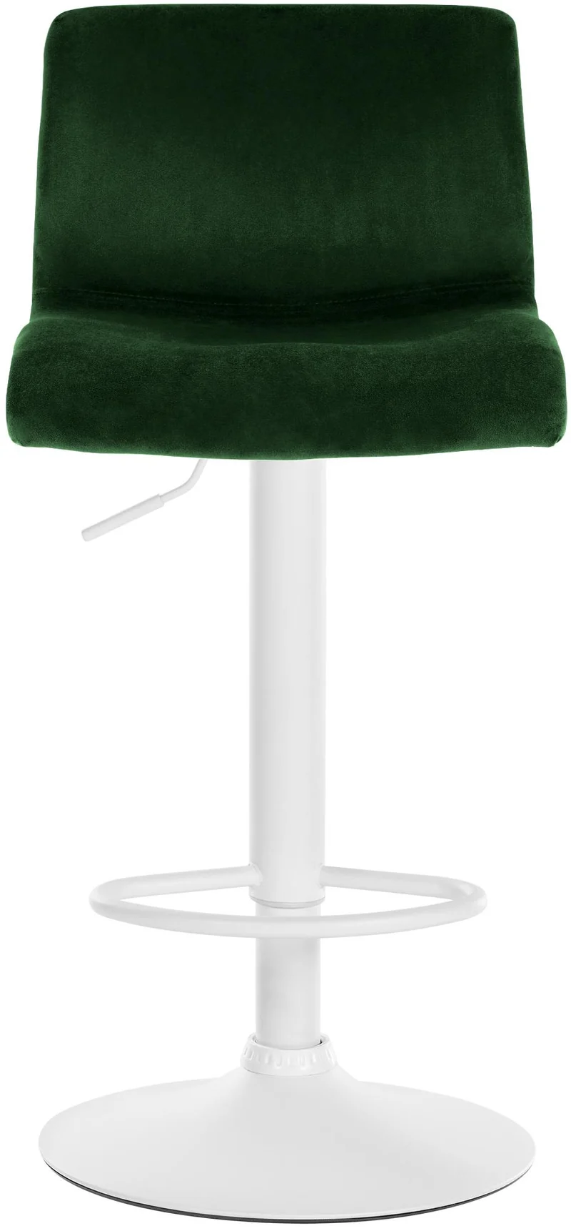 Tabouret de bar x1 repose-pieds hauteur réglable dossier bas en velours vert cadre métal blanc 10_0005952