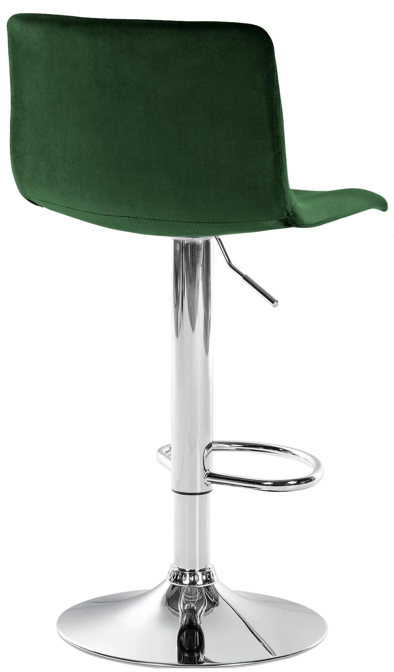 Tabouret de bar x1 repose-pieds hauteur réglable dossier bas en velours vert cadre métal chromé 10_0005950