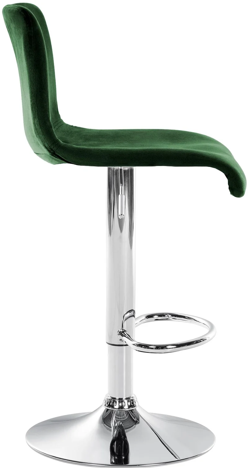 Tabouret de bar x1 repose-pieds hauteur réglable dossier bas en velours vert cadre métal chromé 10_0005950