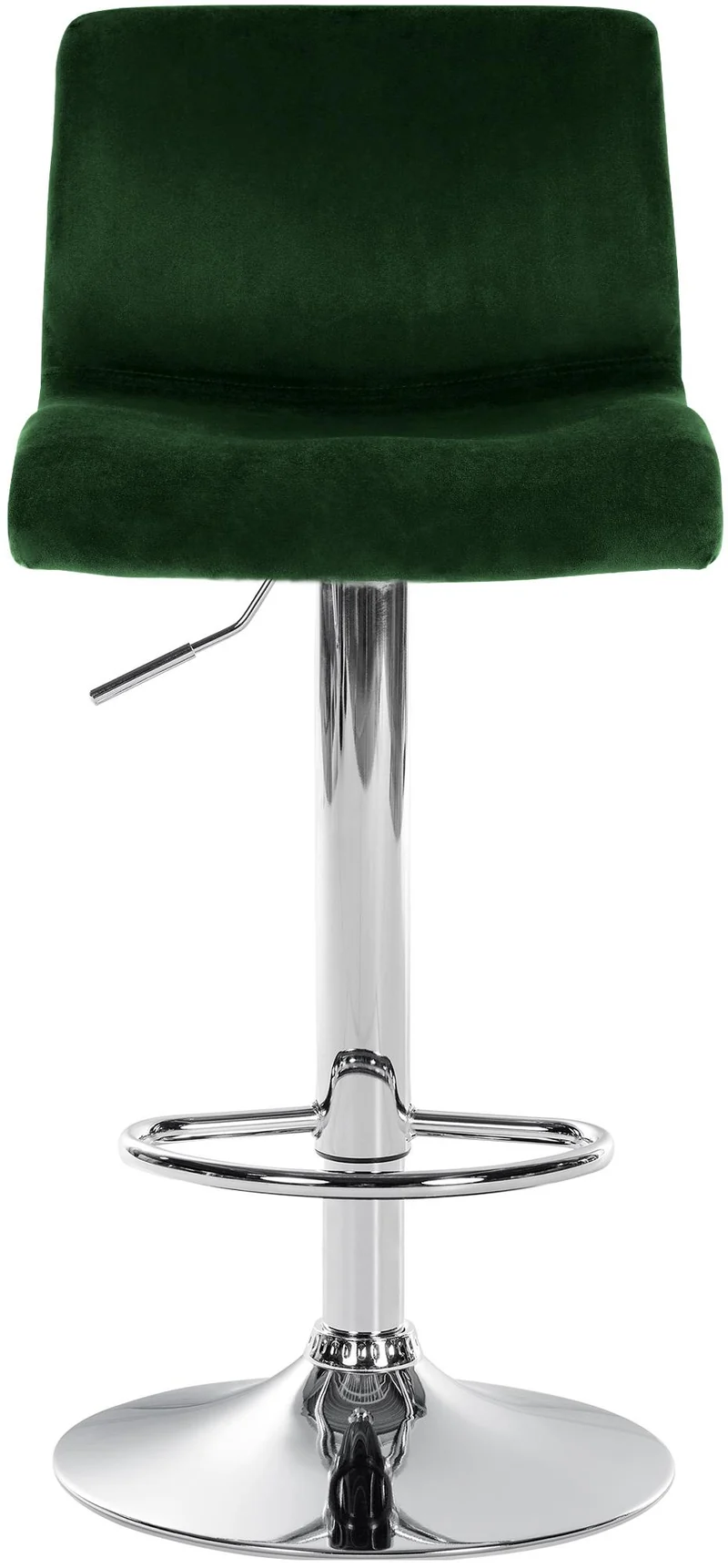 Tabouret de bar x1 repose-pieds hauteur réglable dossier bas en velours vert cadre métal chromé 10_0005950