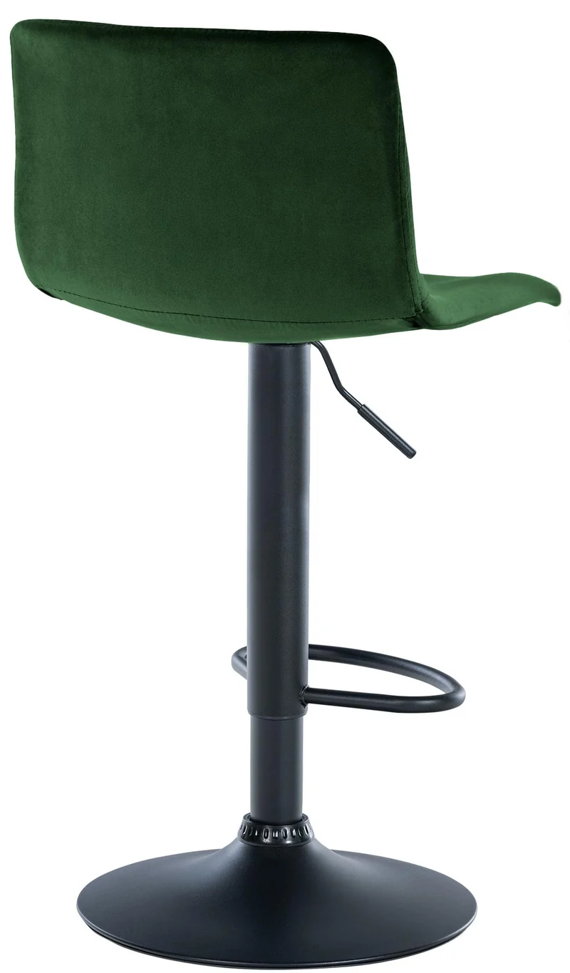 Tabouret de bar x1 repose-pieds hauteur réglable dossier bas en velours vert cadre métal noir 10_0005948