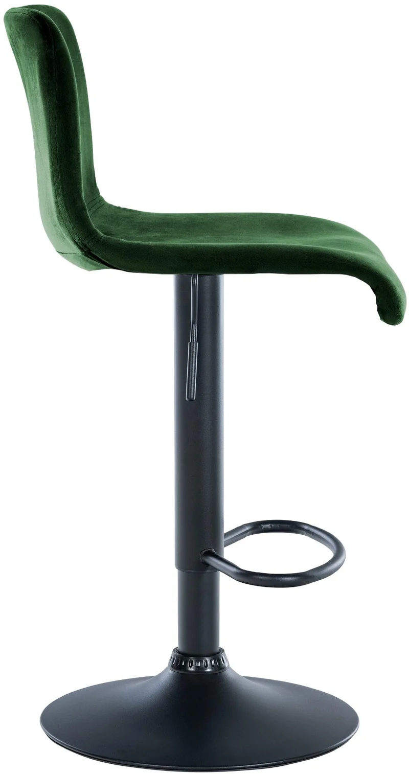 Tabouret de bar x1 repose-pieds hauteur réglable dossier bas en velours vert cadre métal noir 10_0005948