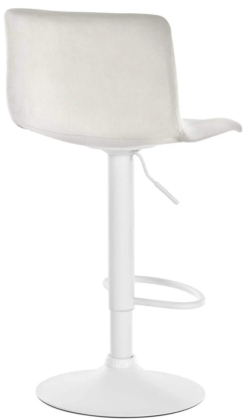 Tabouret de bar x1 repose-pieds hauteur réglable dossier bas en velours crème cadre métal blanc 10_0005831