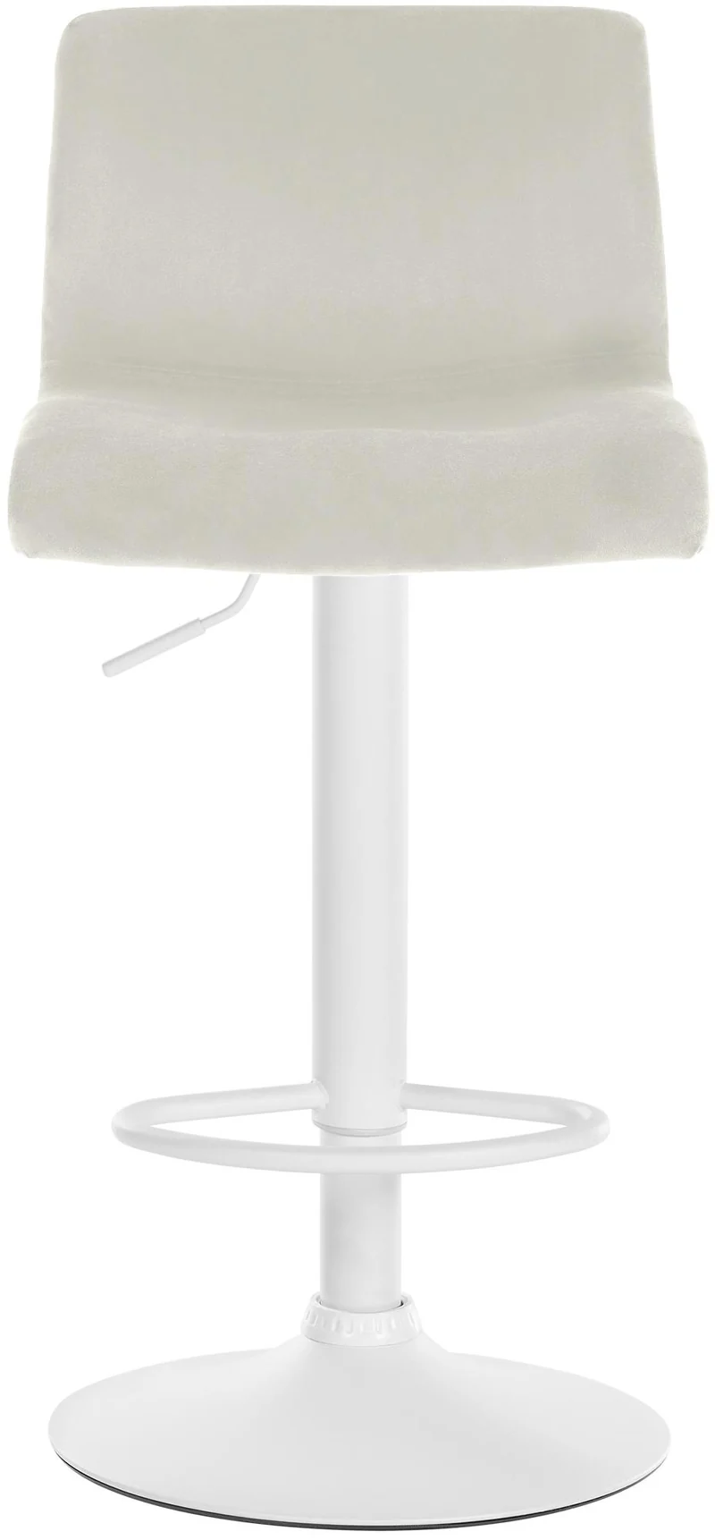 Tabouret de bar x1 repose-pieds hauteur réglable dossier bas en velours crème cadre métal blanc 10_0005831