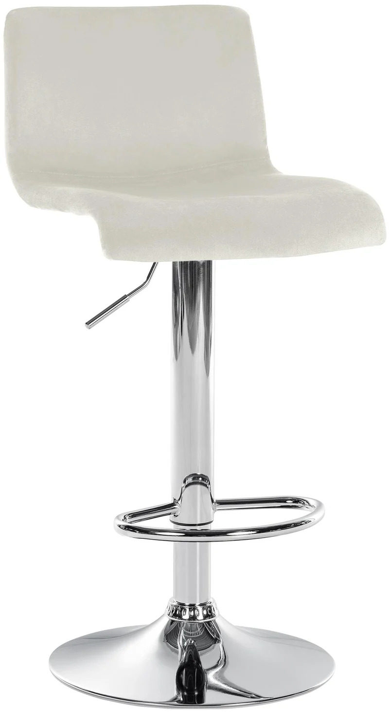 Tabouret de bar x1 repose-pieds hauteur réglable dossier bas en velours crème cadre métal chromé 10_0005829