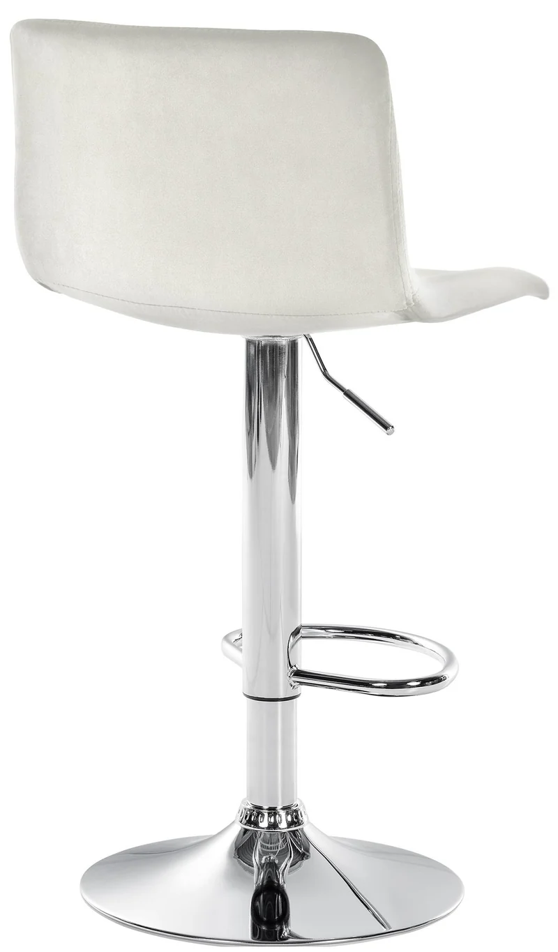 Tabouret de bar x1 repose-pieds hauteur réglable dossier bas en velours crème cadre métal chromé 10_0005829