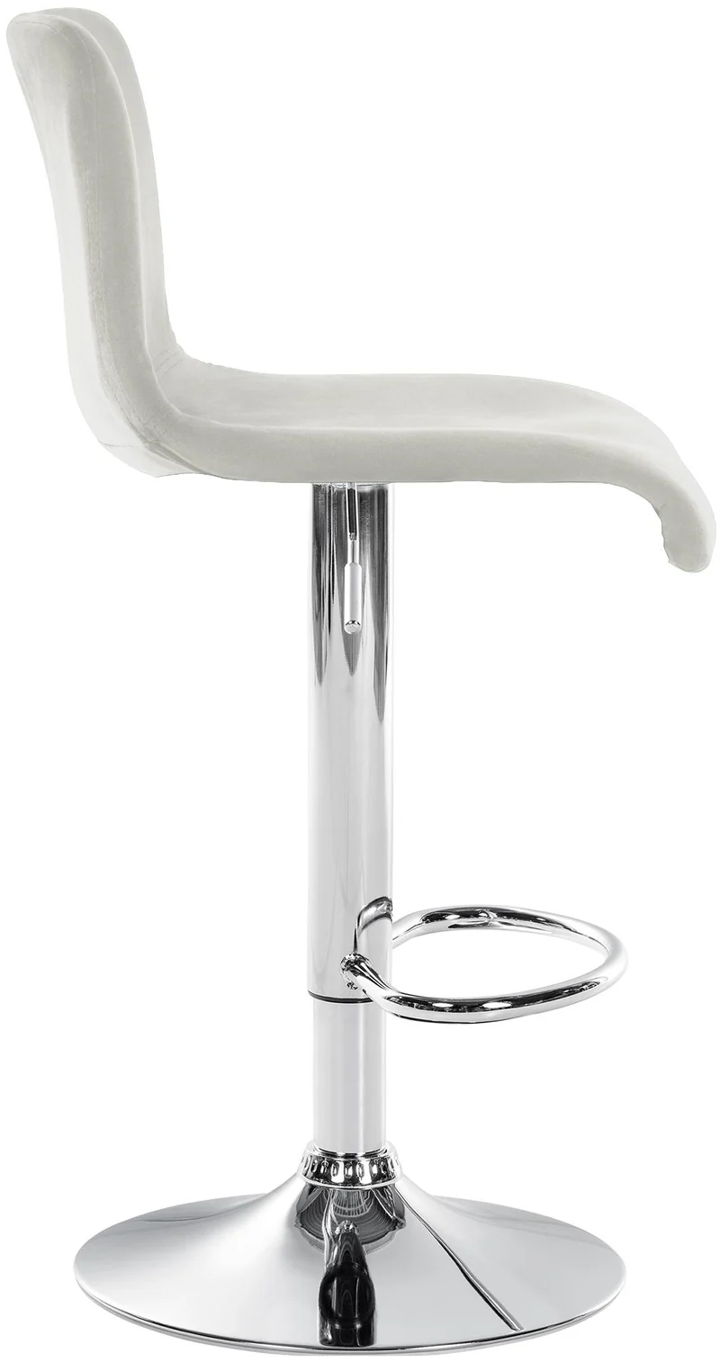 Tabouret de bar x1 repose-pieds hauteur réglable dossier bas en velours crème cadre métal chromé 10_0005829