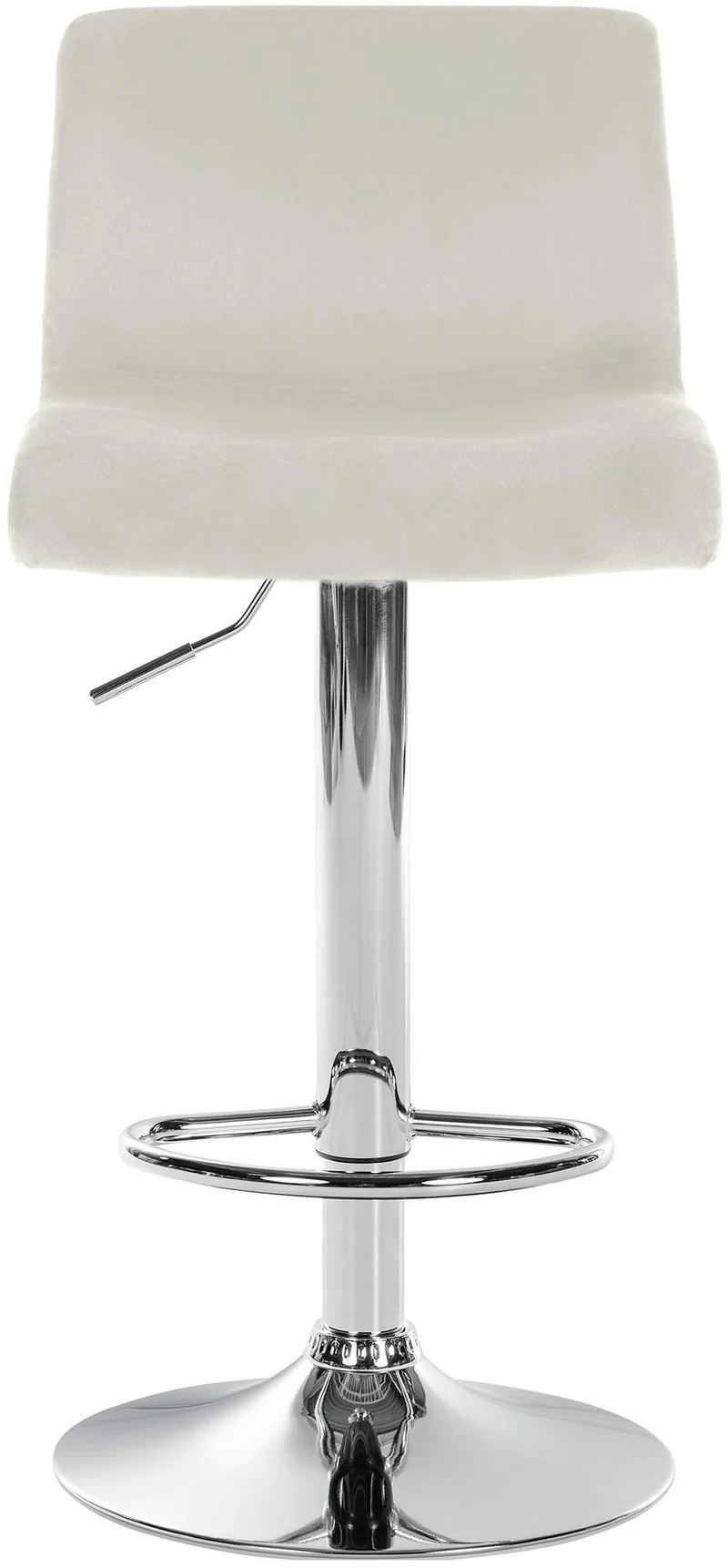 Tabouret de bar x1 repose-pieds hauteur réglable dossier bas en velours crème cadre métal chromé 10_0005829