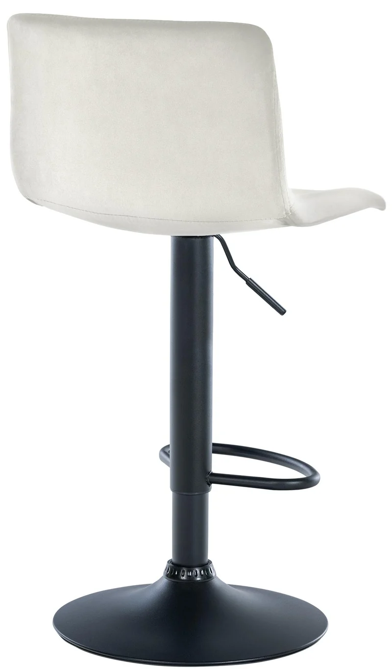 Tabouret de bar x1 repose-pieds hauteur réglable dossier bas en velours crème cadre métal noir 10_0005827