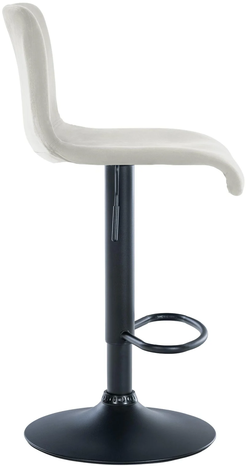 Tabouret de bar x1 repose-pieds hauteur réglable dossier bas en velours crème cadre métal noir 10_0005827
