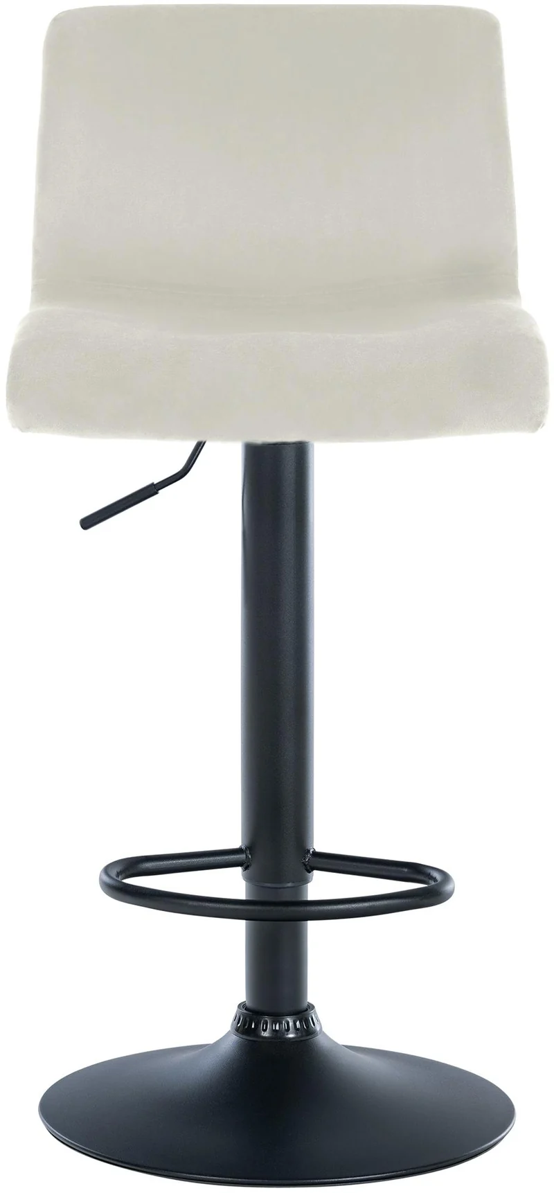 Tabouret de bar x1 repose-pieds hauteur réglable dossier bas en velours crème cadre métal noir 10_0005827
