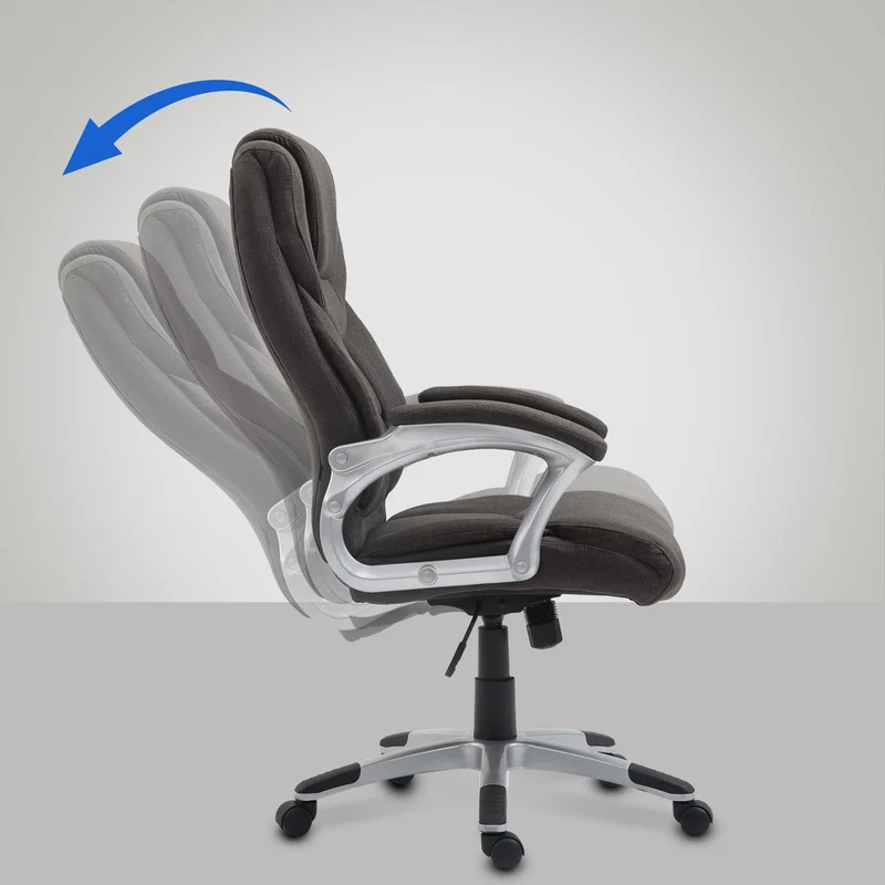 Fauteuil de bureau dossier inclinable hauteur réglable en tissu gris foncé cadre métal 10_0006989
