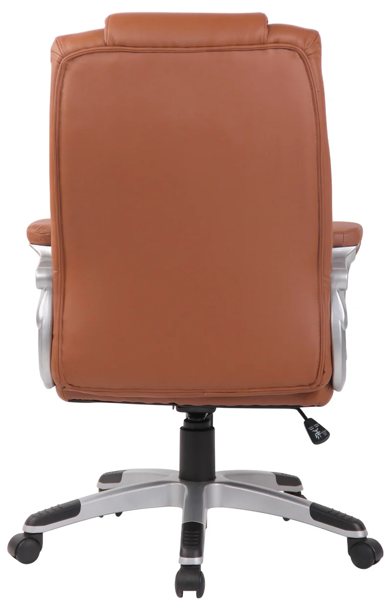 Fauteuil de bureau dossier inclinable hauteur réglable en PVC marron clair cadre métal 10_0006968