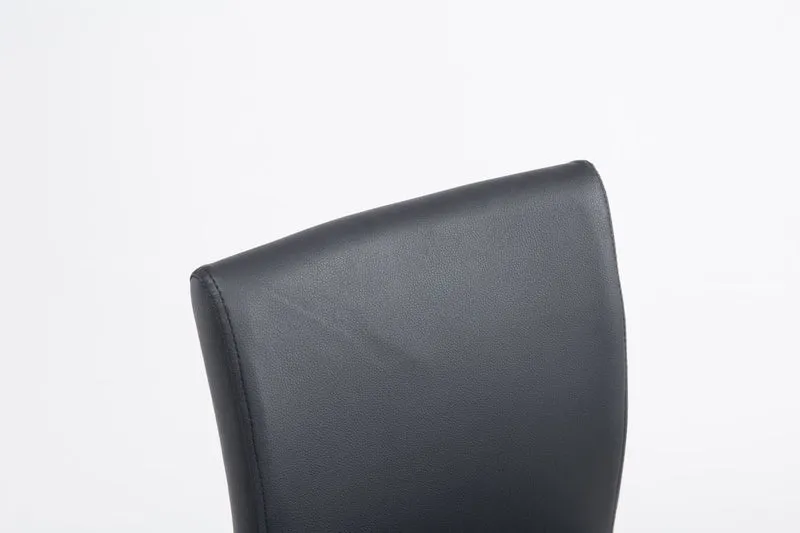 Lot de 2 tabourets de bar avec dossier hauteur réglable en PVC noir cadre en métal chromé 10_0006140