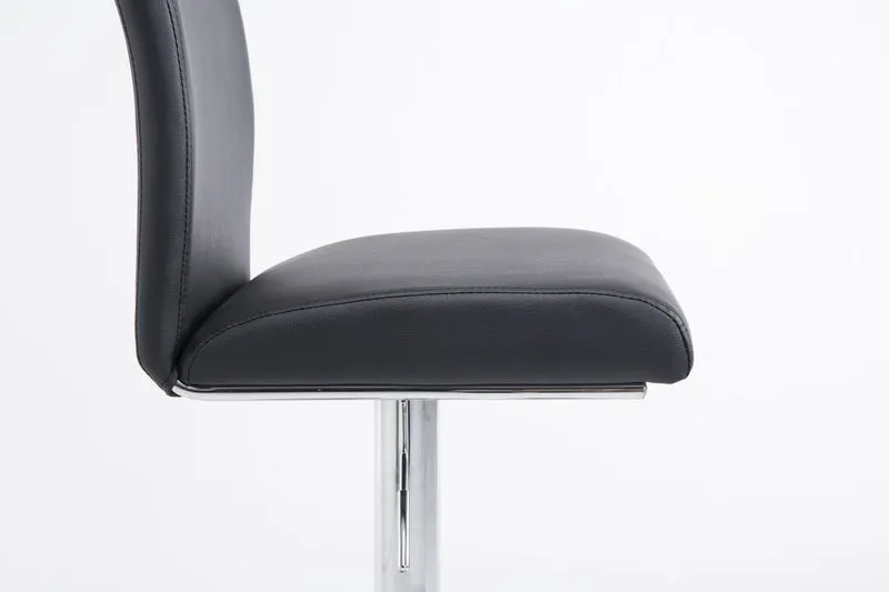 Lot de 2 tabourets de bar avec dossier hauteur réglable en PVC noir cadre en métal chromé 10_0006140