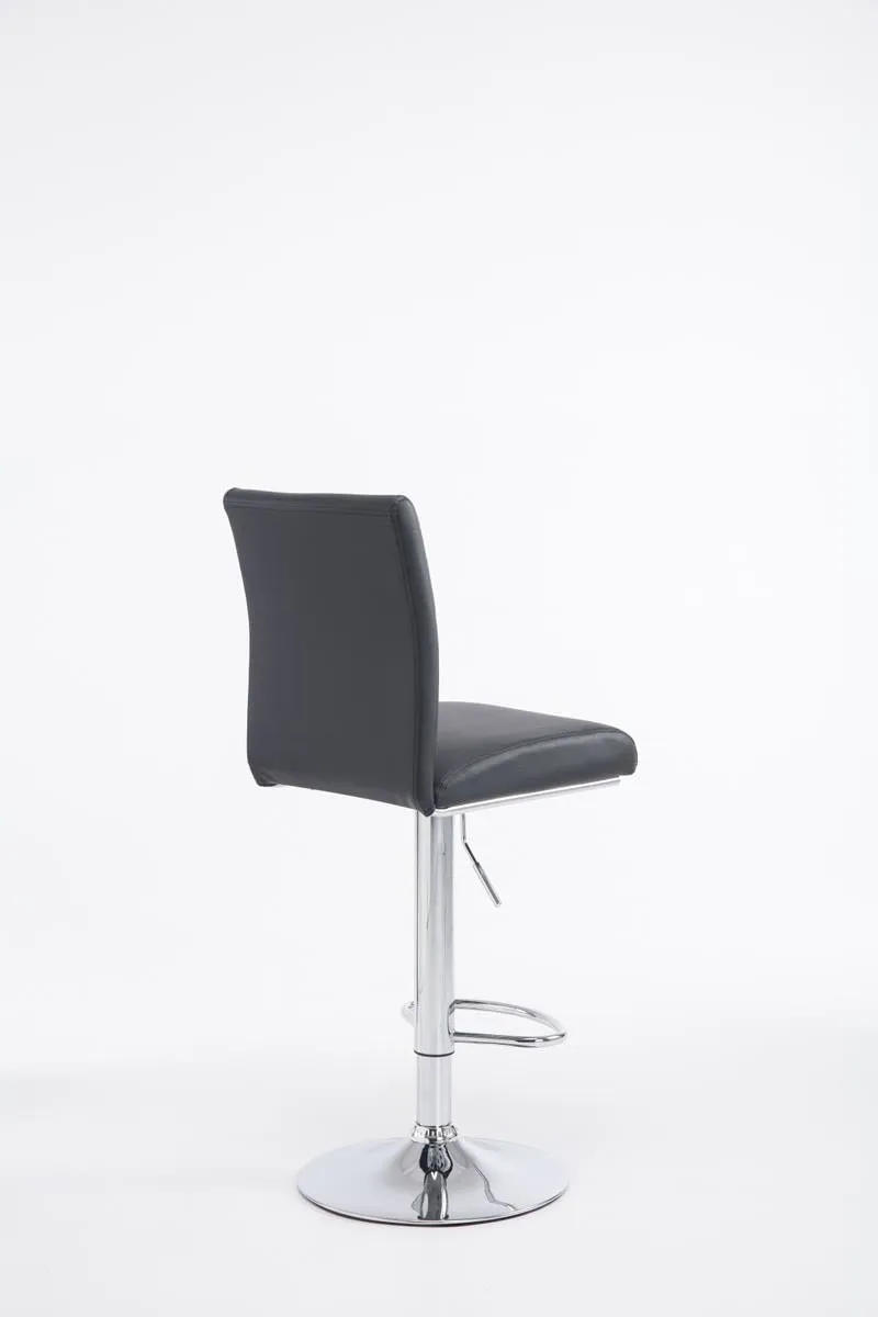 Lot de 2 tabourets de bar avec dossier hauteur réglable en PVC noir cadre en métal chromé 10_0006140
