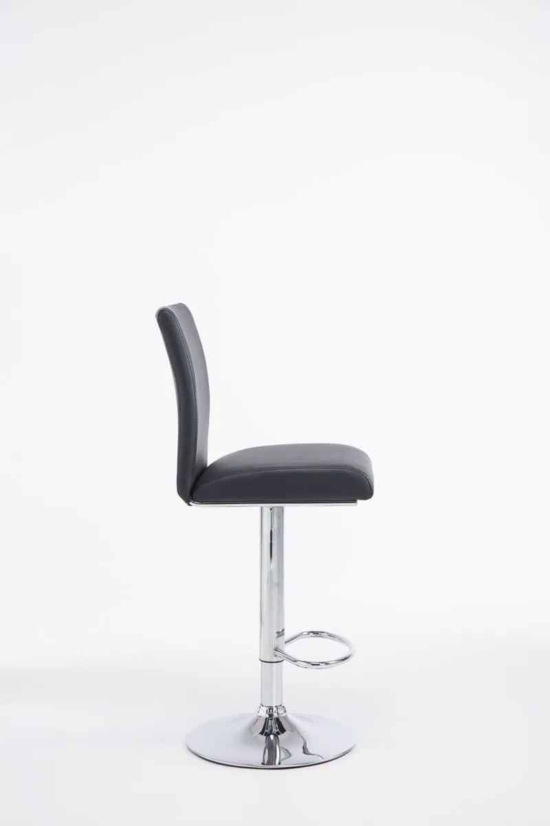 Lot de 2 tabourets de bar avec dossier hauteur réglable en PVC noir cadre en métal chromé 10_0006140