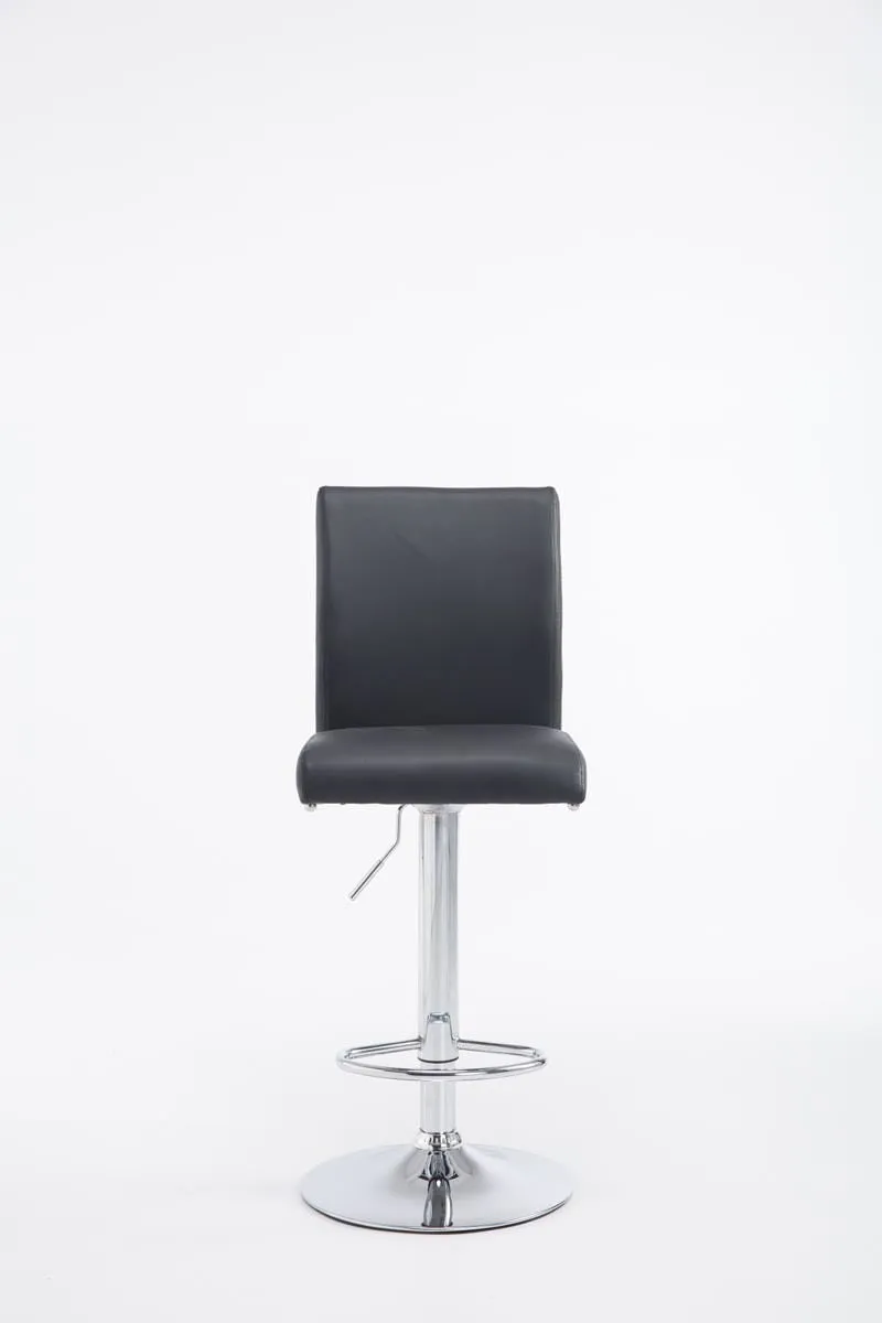 Lot de 2 tabourets de bar avec dossier hauteur réglable en PVC noir cadre en métal chromé 10_0006140