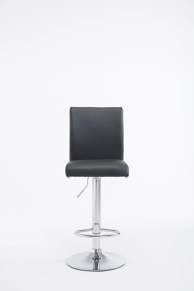 Tabouret de bar x1 avec dossier hauteur réglable en PVC noir cadre en métal chromé 10_0005798