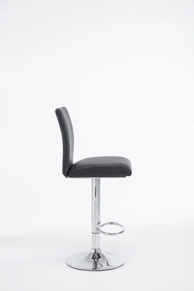 Tabouret de bar x1 avec dossier hauteur réglable en PVC noir cadre en métal chromé 10_0005798
