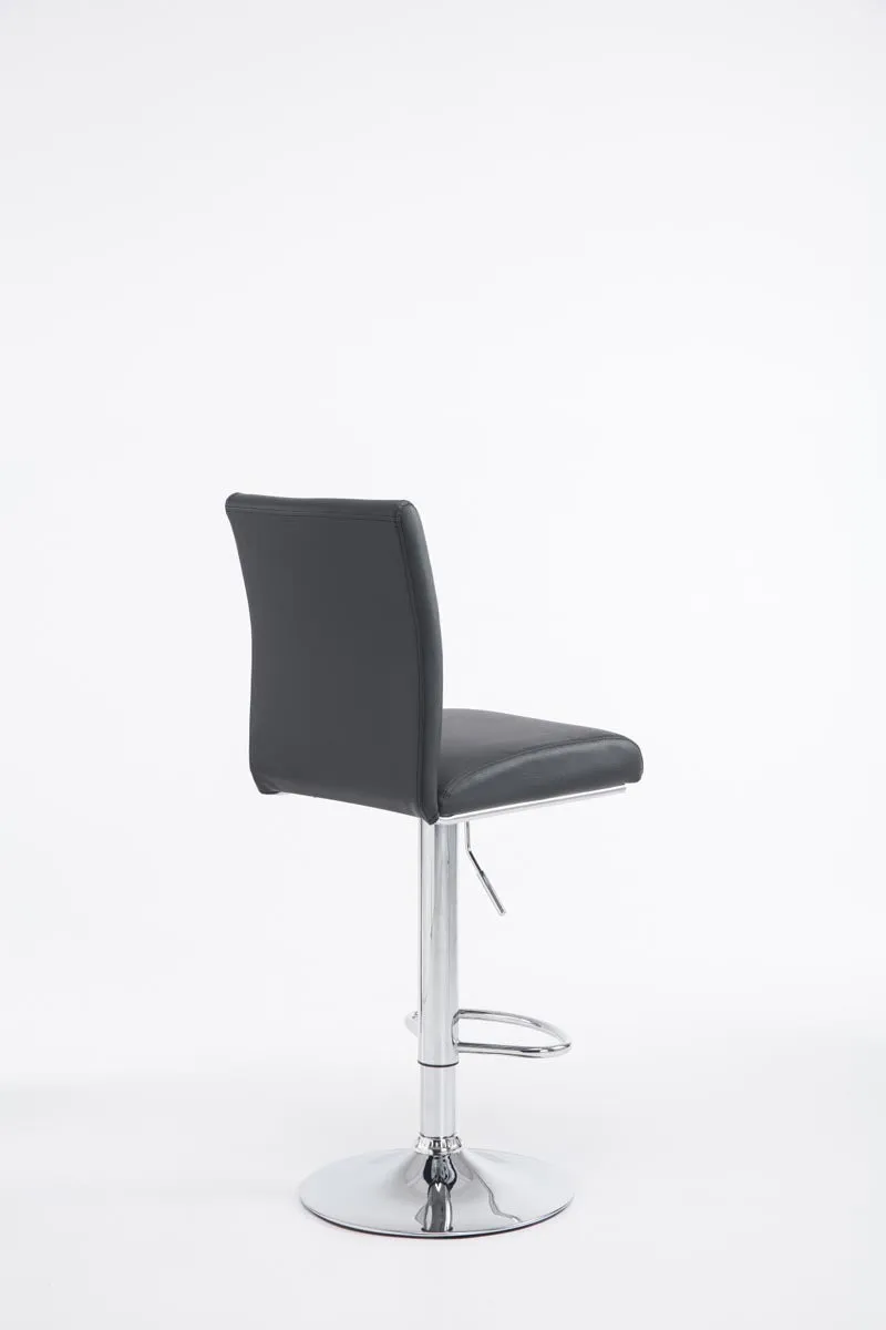 Tabouret de bar x1 avec dossier hauteur réglable en PVC noir cadre en métal chromé 10_0005798