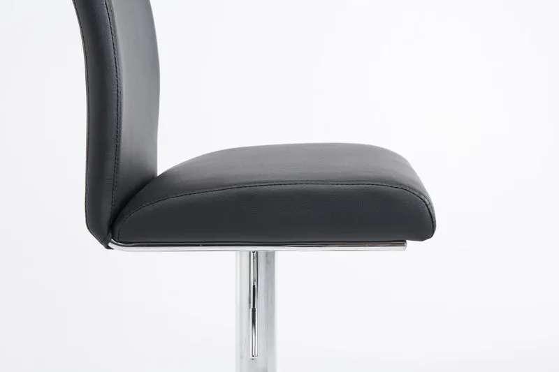 Tabouret de bar x1 avec dossier hauteur réglable en PVC noir cadre en métal chromé 10_0005798