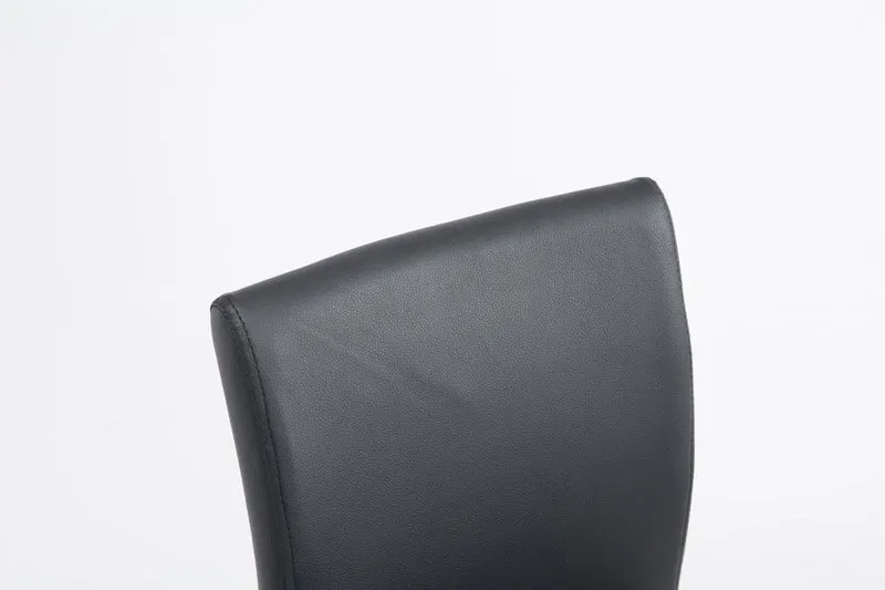 Tabouret de bar x1 avec dossier hauteur réglable en PVC noir cadre en métal chromé 10_0005798