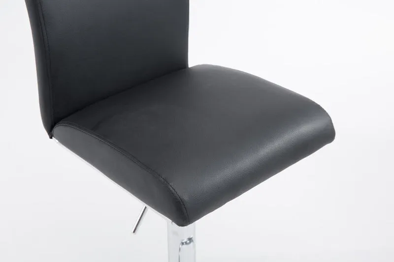 Tabouret de bar x1 avec dossier hauteur réglable en PVC noir cadre en métal chromé 10_0005798