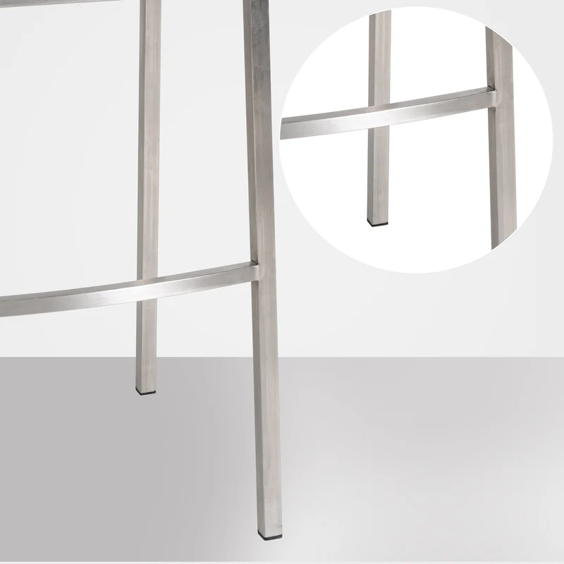 Tabouret de bar x1 assise enveloppante capitonnée en velours marron avec structure à 4 pieds en acier inoxydable 10_0006460