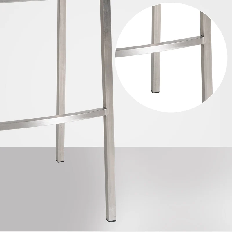 Tabouret de bar x1 assise enveloppante capitonnée en velours gris avec structure à 4 pieds en acier inoxydable 10_0006225