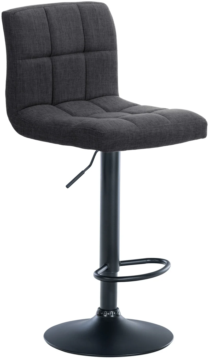 Lot de 2 tabourets de bar style contemporain en tissu matelassé gris foncé cadre métal noir 10_0006132
