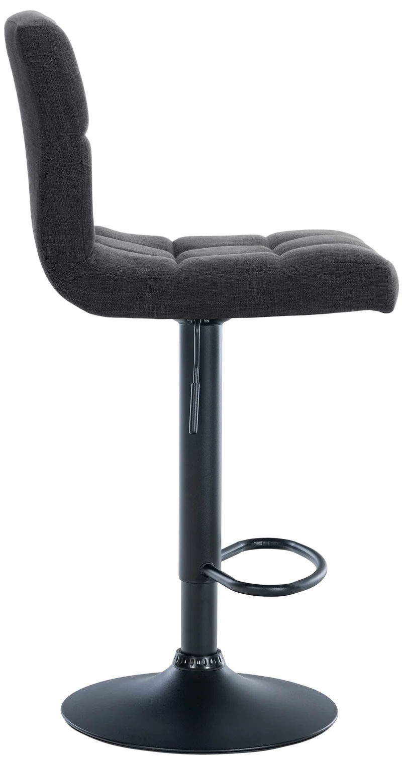 Lot de 2 tabourets de bar style contemporain en tissu matelassé gris foncé cadre métal noir 10_0006132