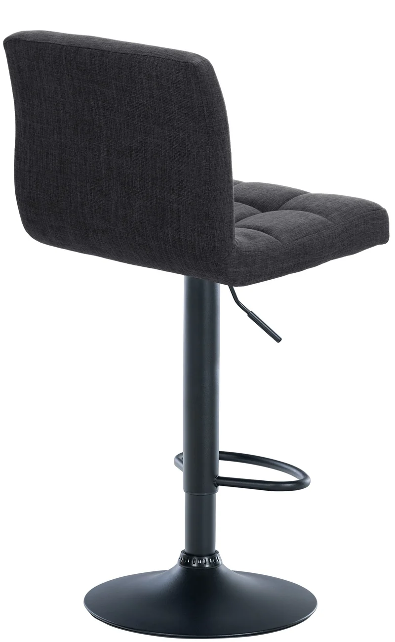 Lot de 2 tabourets de bar style contemporain en tissu matelassé gris foncé cadre métal noir 10_0006132