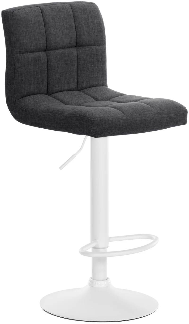 Lot de 2 tabourets de bar style contemporain en tissu matelassé gris foncé cadre métal blanc 10_0006131
