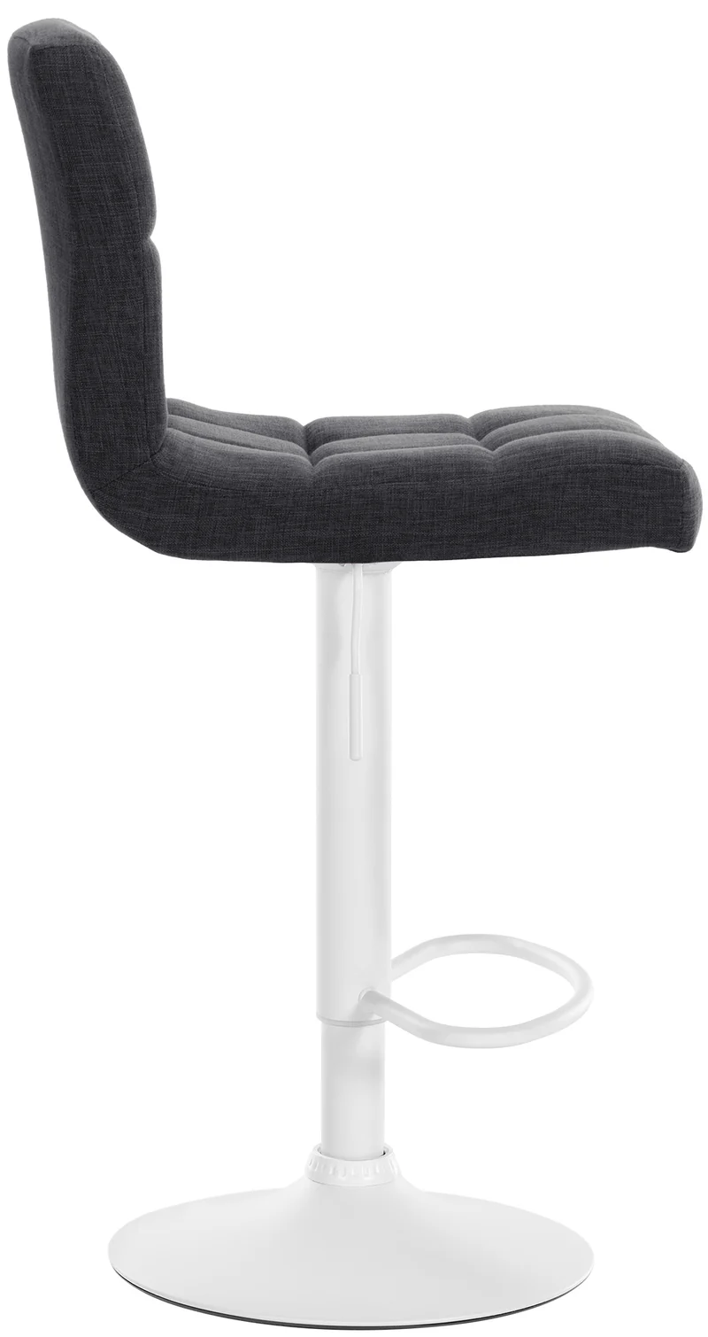 Lot de 2 tabourets de bar style contemporain en tissu matelassé gris foncé cadre métal blanc 10_0006131