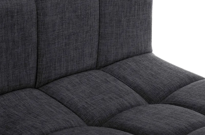 Tabouret de bar x1 style contemporain en tissu matelassé gris foncé cadre métal noir 10_0005786