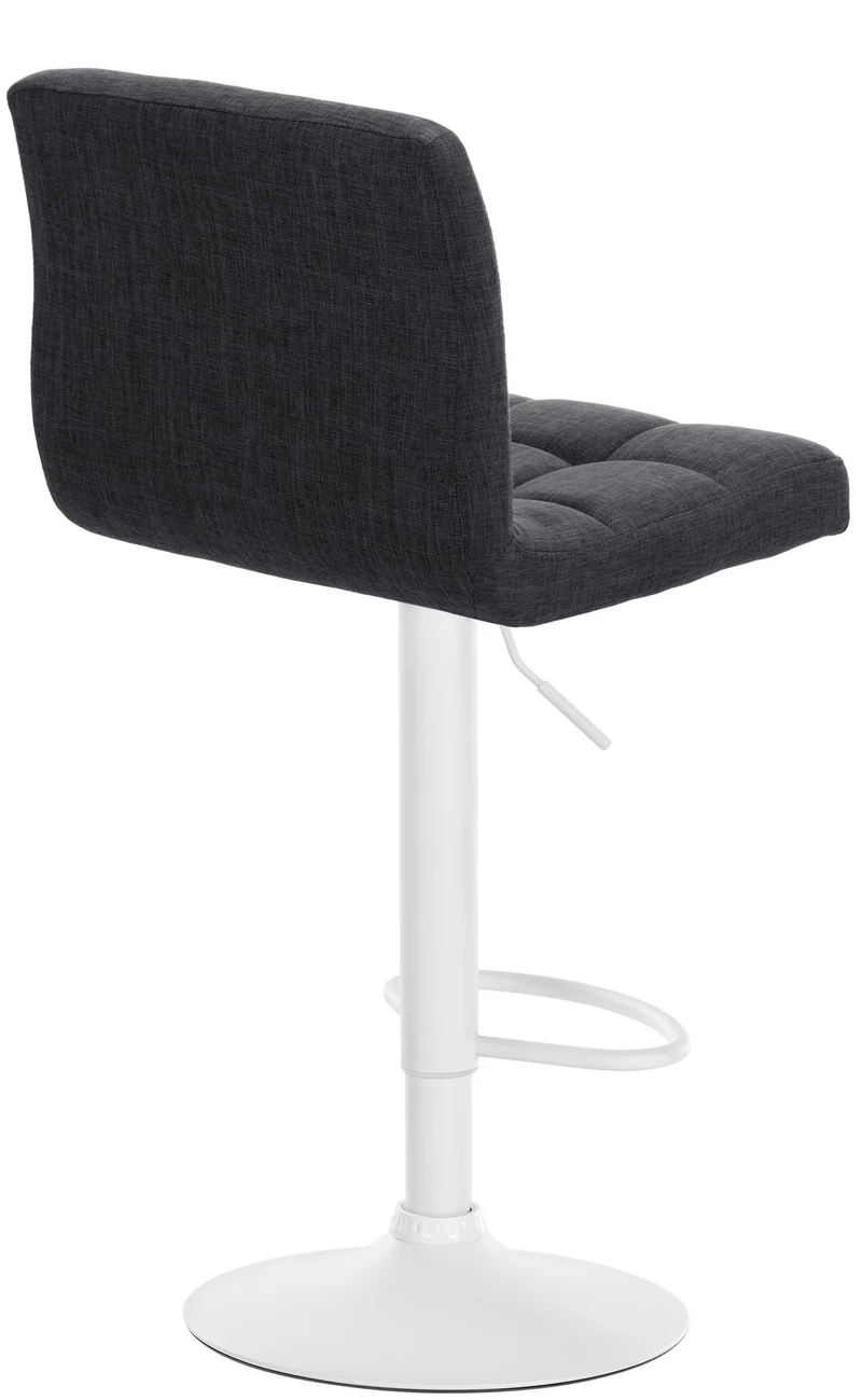 Tabouret de bar x1 style contemporain en tissu matelassé gris foncé cadre métal blanc 10_0005785