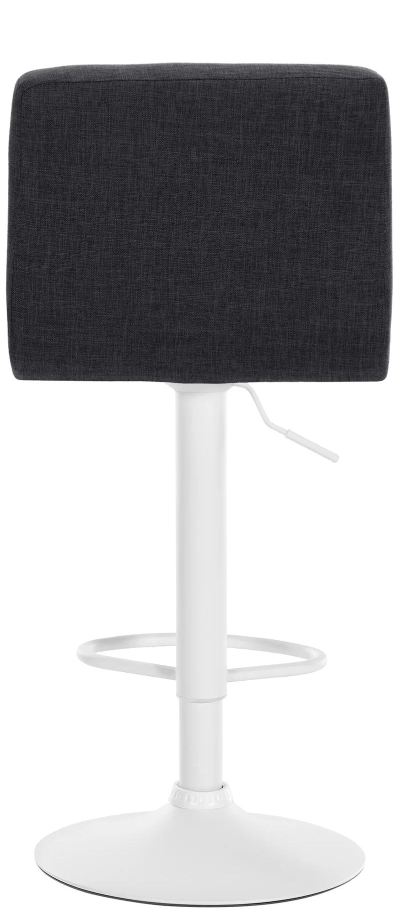Tabouret de bar x1 style contemporain en tissu matelassé gris foncé cadre métal blanc 10_0005785