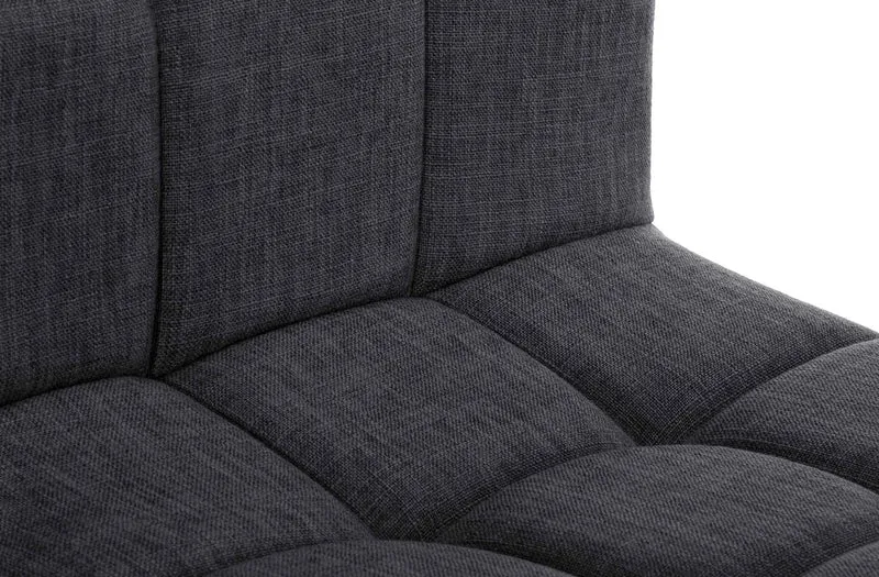 Tabouret de bar x1 style contemporain en tissu matelassé gris foncé cadre métal blanc 10_0005785